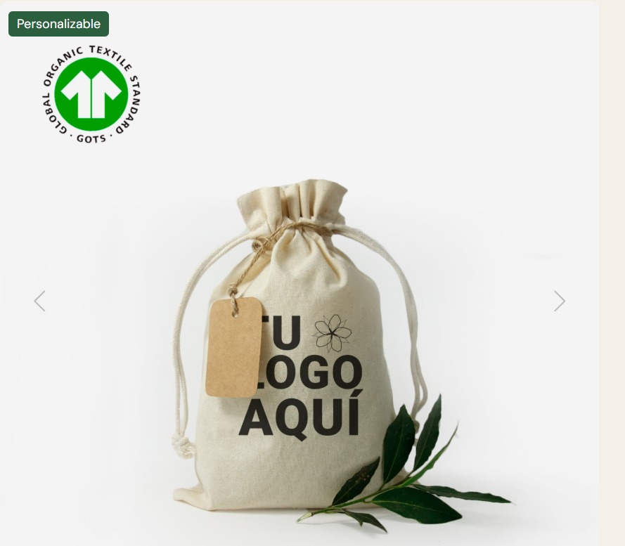 Saquito de algodón Orgánico Certificado 30x20 (cm)
