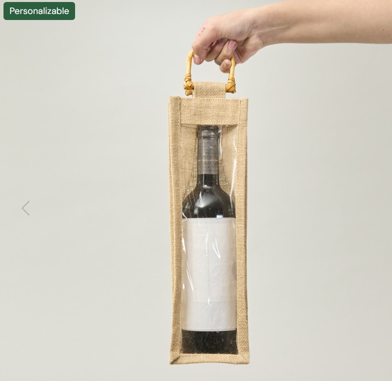 Bolsa de vino de yute (ventana completa) | 35x10x10 (cm)